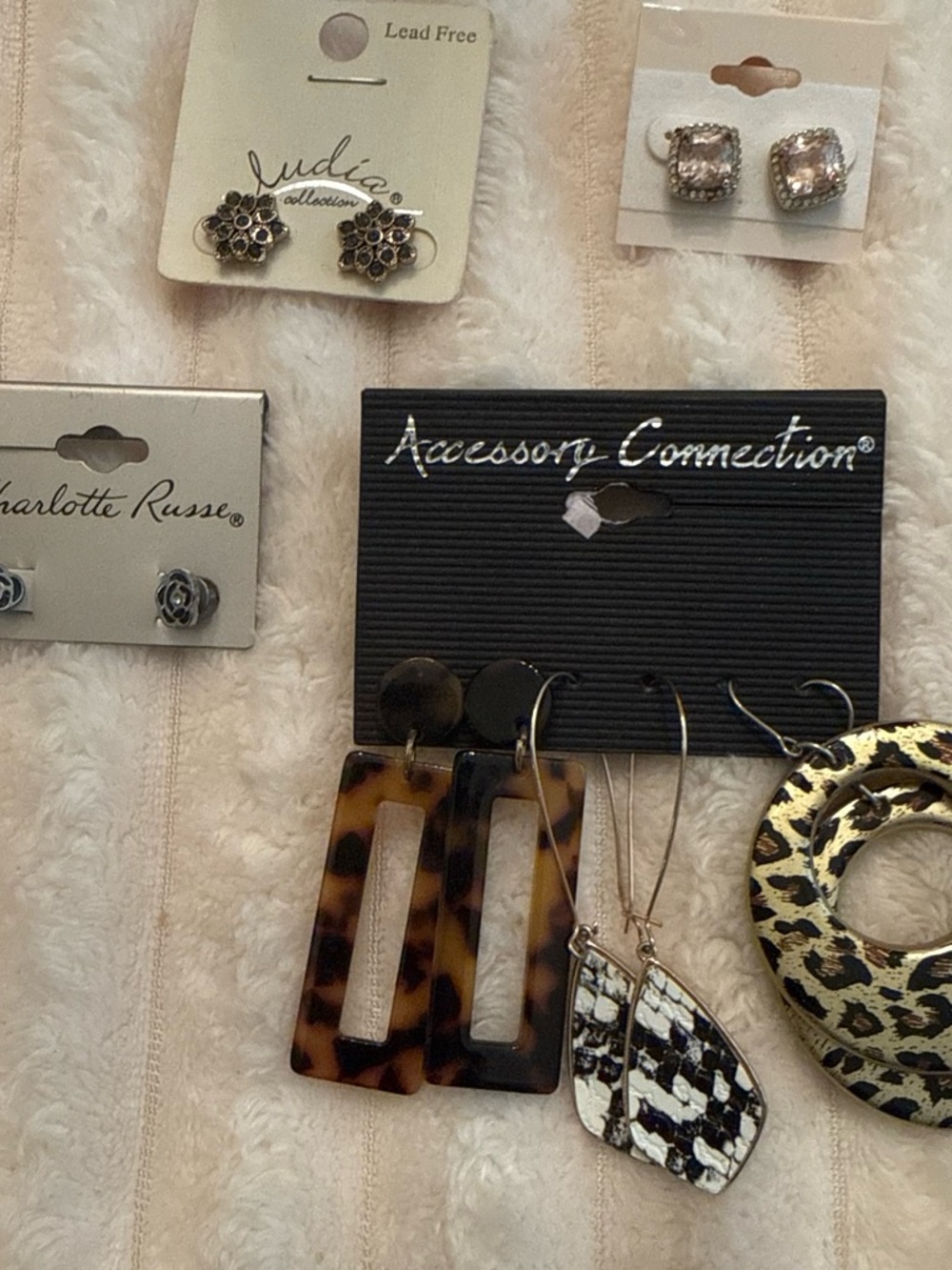 Tortoiseshell Rectangle Drop Earrings - Brown
